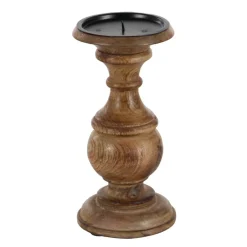 Mango Wood Traditional Candle Holder Set