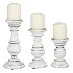 Mango Wood Traditional Candle Holder Set