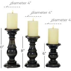 Mango Wood Traditional Candle Holder Set