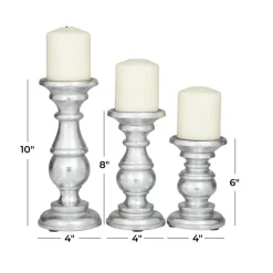 Mango Wood Traditional Candle Holder Set