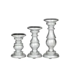 Mango Wood Traditional Candle Holder Set