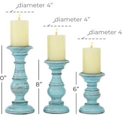 Mango Wood Traditional Candle Holder Set
