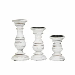 Mango Wood Traditional Candle Holder Set