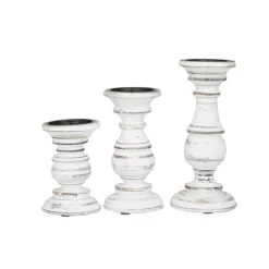 Mango Wood Traditional Candle Holder Set