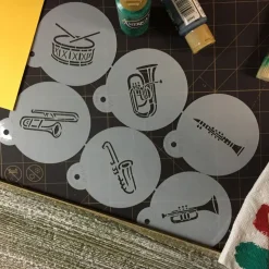 Marching Band Instruments Cookie Stencil | C953 by Designer Stencils | Cookie Decorating Tools |