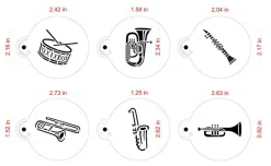 Marching Band Instruments Cookie Stencil | C953 by Designer Stencils | Cookie Decorating Tools |