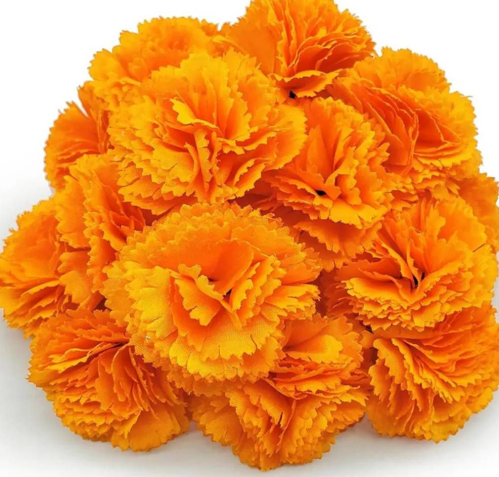 Marigold Flowers Artificial(Orange 80)7"D x 7"W x 3"H