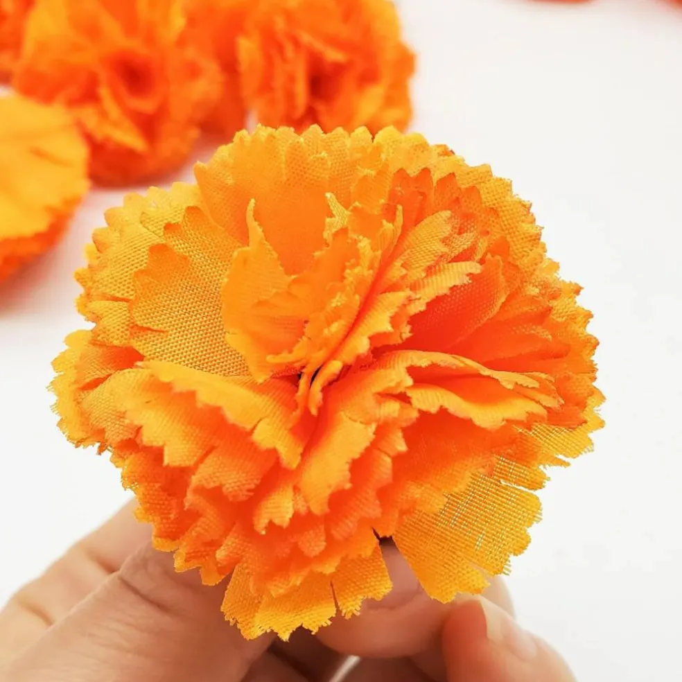 Marigold Flowers Artificial(Orange 80)7"D x 7"W x 3"H