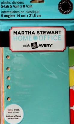 Martha Stewart Home Office 5-tab 5 1/2 x 8 1/2 Plastic Dividers