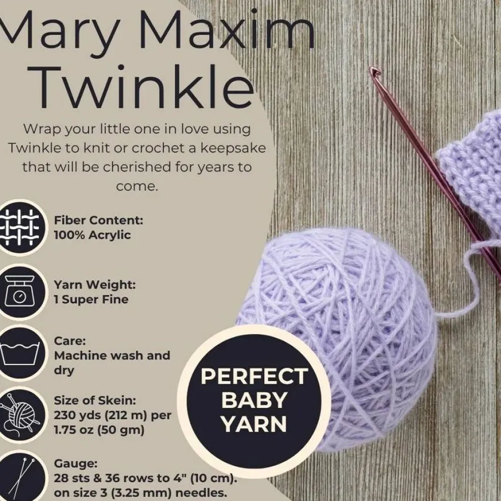 Mary Maxim Twinkle Baby Yarn - Lilac, Cardinal, Grass