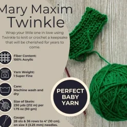 Mary Maxim Twinkle Baby Yarn - Lilac, Cardinal, Grass