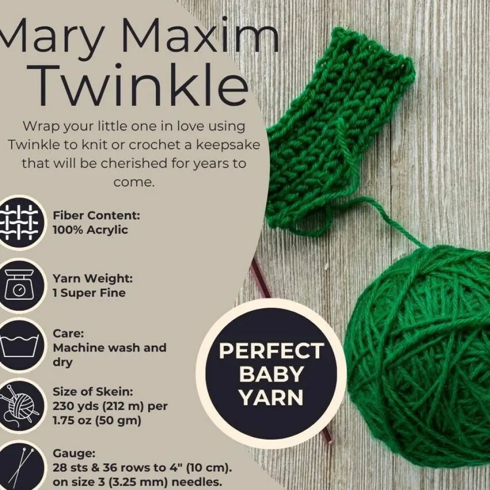 Mary Maxim Twinkle Baby Yarn - Lilac, Cardinal, Grass