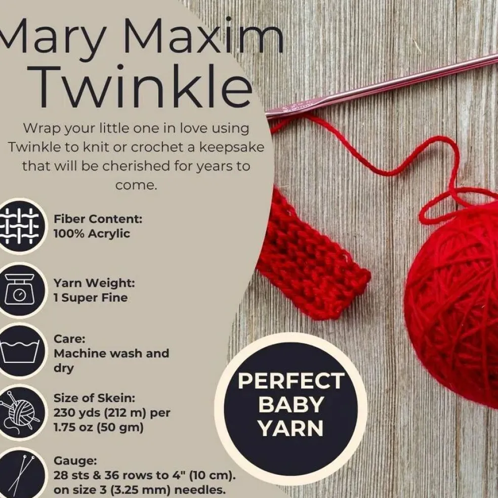 Mary Maxim Twinkle Baby Yarn - Lilac, Cardinal, Grass