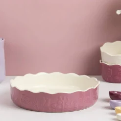 Mason Cash In The Meadow Pie Dish with Embossed Floral Design, Pink