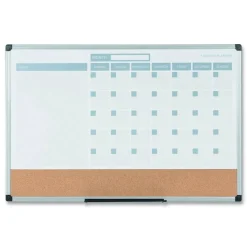MasterVision 36 in. x 24 in. 3-in-1 Monthly Planning/Scheduling Calendar Planner - White Surface/Satin Aluminum Frame