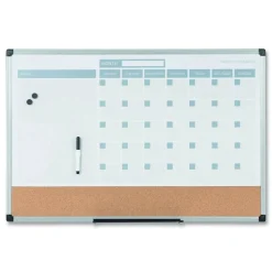 MasterVision 36 in. x 24 in. 3-in-1 Monthly Planning/Scheduling Calendar Planner - White Surface/Satin Aluminum Frame