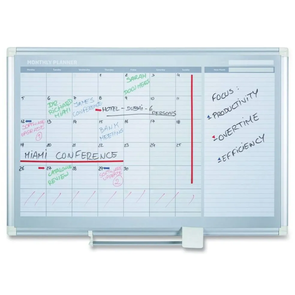 MasterVision 36 in. x 24 in. Silver Frame Monthly Planner