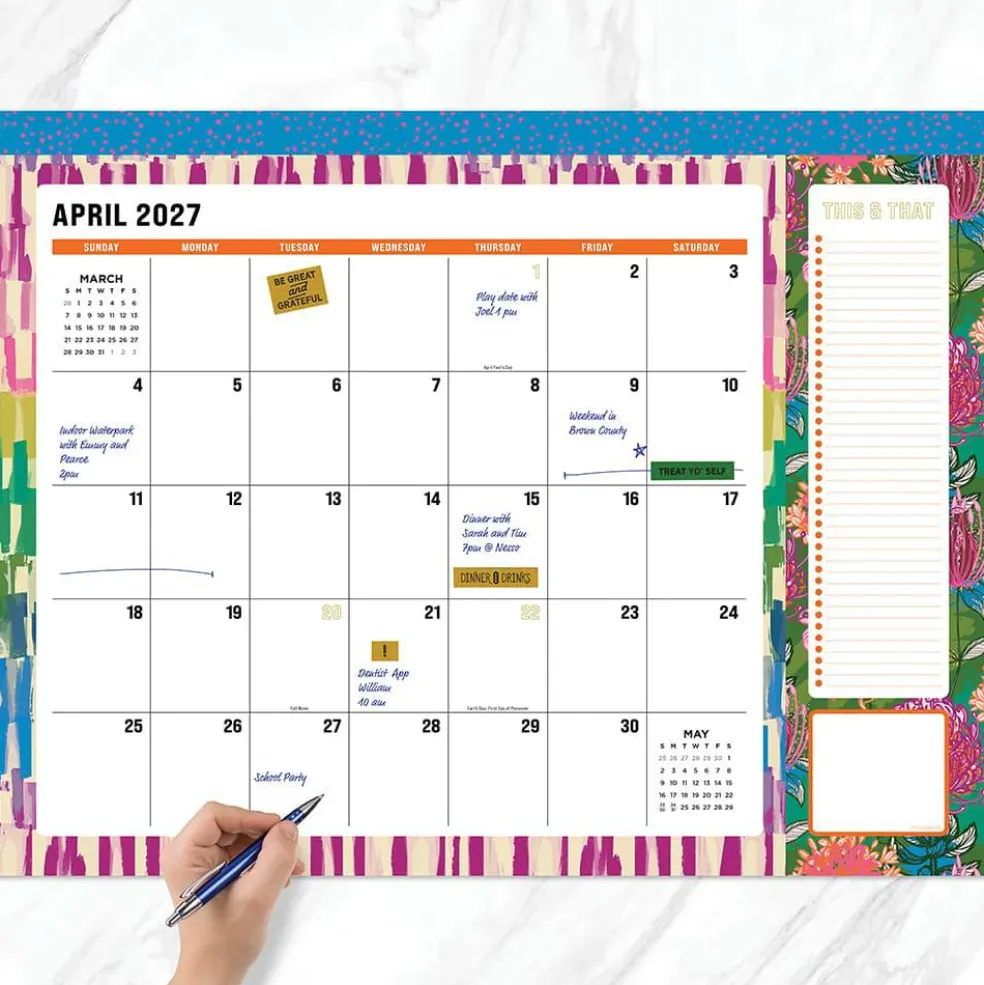2027 Maximal Mirage Large Desk Pad Monthly Blotter Calendar