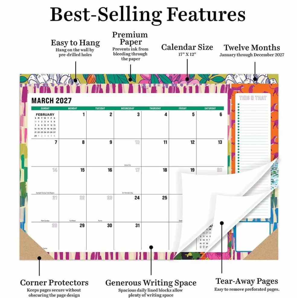 2027 Maximal Mirage Medium Desk Pad Monthly Blotter Calendar
