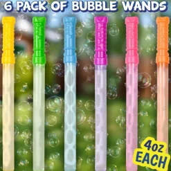 Maxx Bubbles 4oz Bubble Wands – 6 Pack Bubble Wand Toy | Summer Fun, Outdoor Birthday Party Favors for Kids, 101799 Blue
