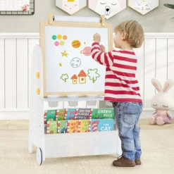 MDF Pine Kids Activity Table Set Art Easel with Stool and Accessories