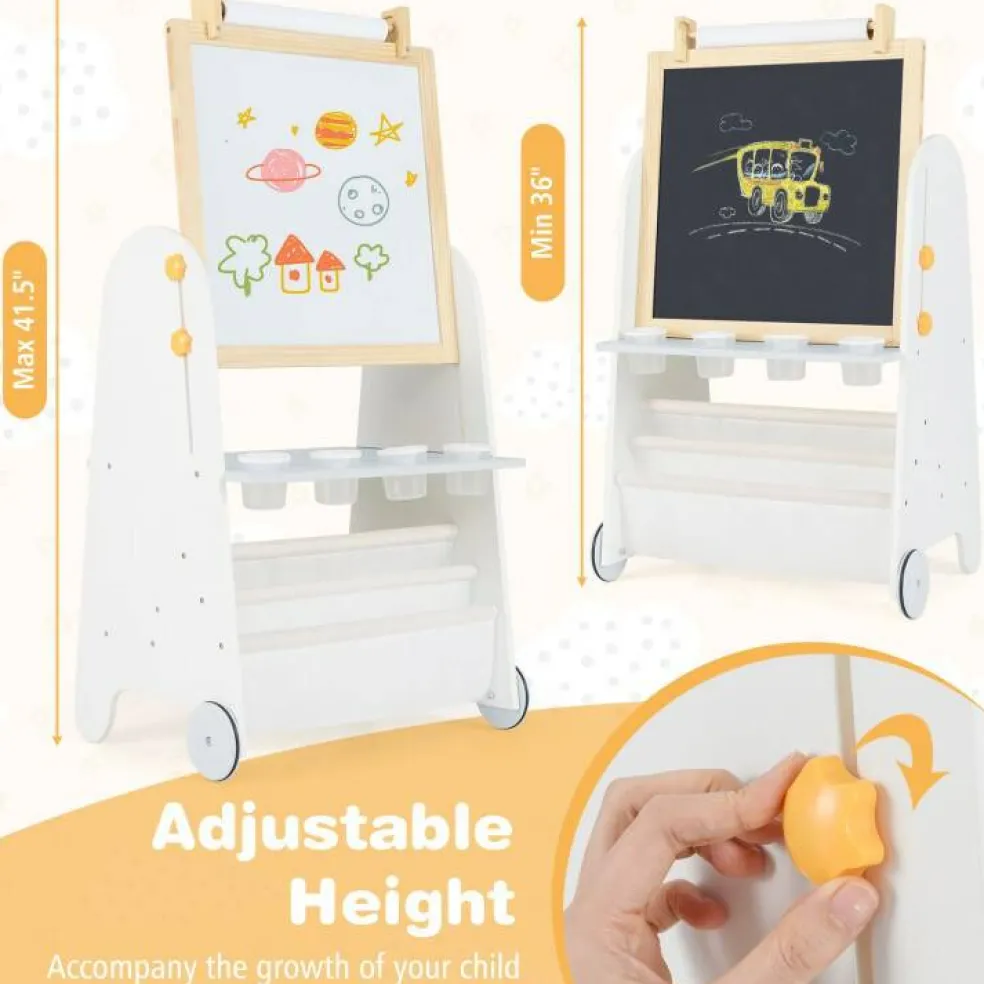 MDF Pine Kids Activity Table Set Art Easel with Stool and Accessories