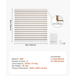 MDF Slat Wall Panels 2 Pack Heavy Duty Garage Wall Organizer System 25 lbs Load Capacity Durable