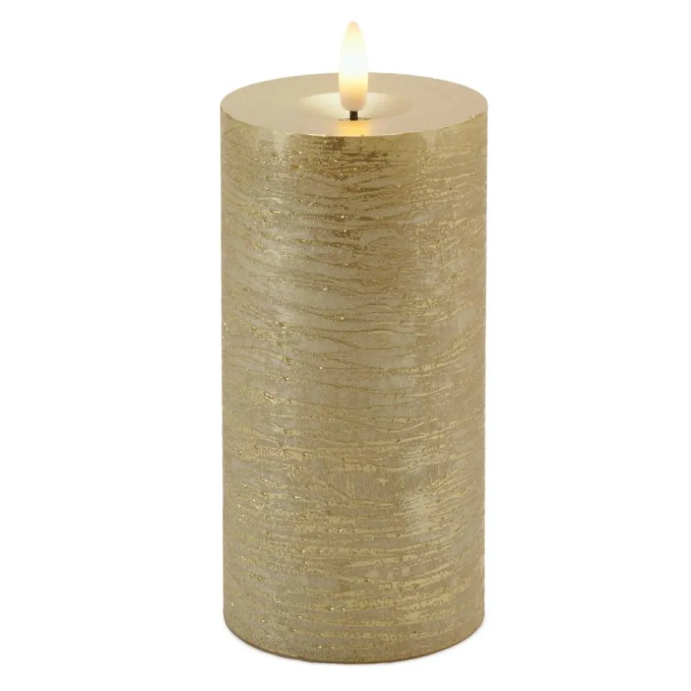 Melrose Metallic Gold FIA WICK LED Pillar Candles, 2ct.