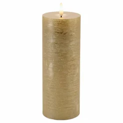 Melrose Metallic Gold FIA WICK LED Pillar Candles, 2ct.