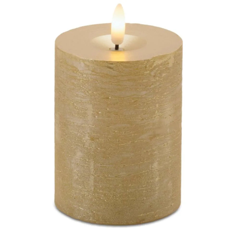 Melrose Metallic Gold FIA WICK LED Pillar Candles, 2ct.