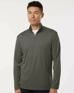 Men's Performance Quarter Zip Pullover 100% Polyester Athletic Top