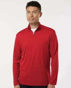 Men's Performance Quarter Zip Pullover 100% Polyester Athletic Top