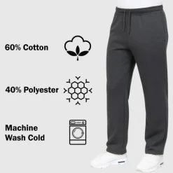 Mens Regular Fit Open Bottom Fleece Jogger Sweatpants (S-3XL)