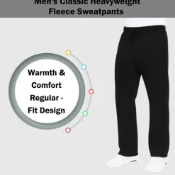 Mens Regular Fit Open Bottom Fleece Jogger Sweatpants (S-3XL)