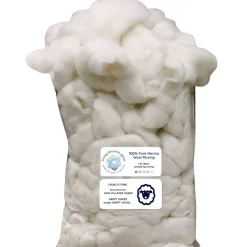 100% MERINO Wool Roving. Ethically & Responsibly Sourced Combed Top Fiber for Spinning, Filling and Stuffing - 1 LB Bag, Natural White
