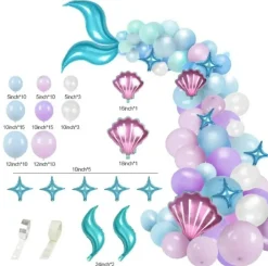 87 Mermaid Tail Balloon Garland Arch - Mermaid Theme Birthday Party Decoration