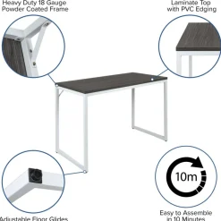 Merrick Lane Berlin 47 Inch Computer Desk with Open Metal Frame