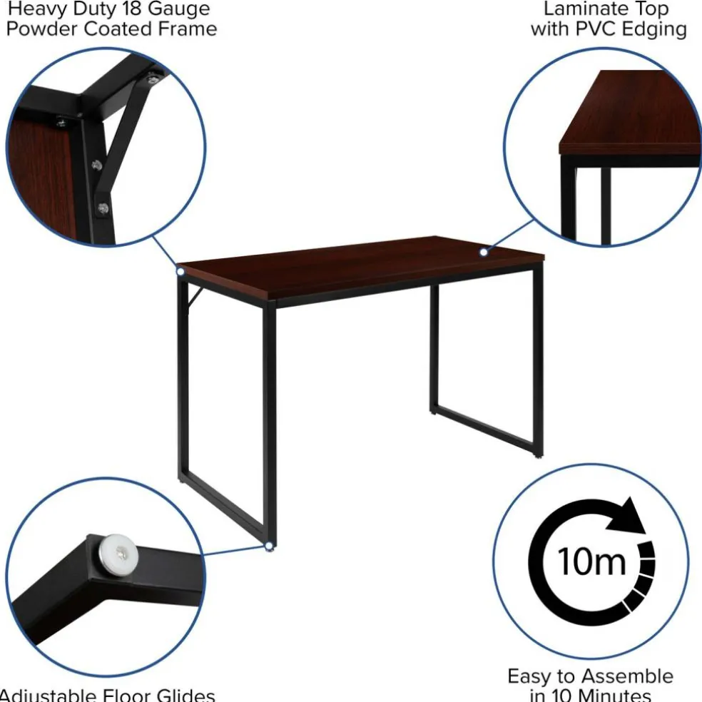 Merrick Lane Berlin 47 Inch Computer Desk with Open Metal Frame
