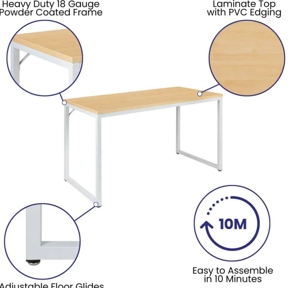 Merrick Lane Berlin 47 Inch Computer Desk with Open Metal Frame