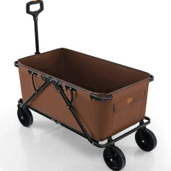 Metal Folding Utility Wagon Cart with Adjustable Handle and Wheels