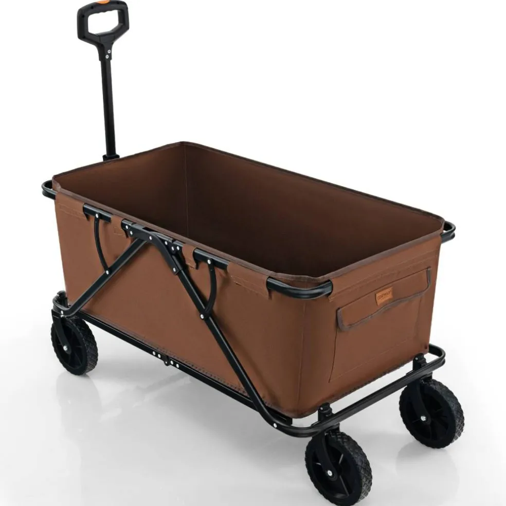Metal Folding Utility Wagon Cart with Adjustable Handle and Wheels