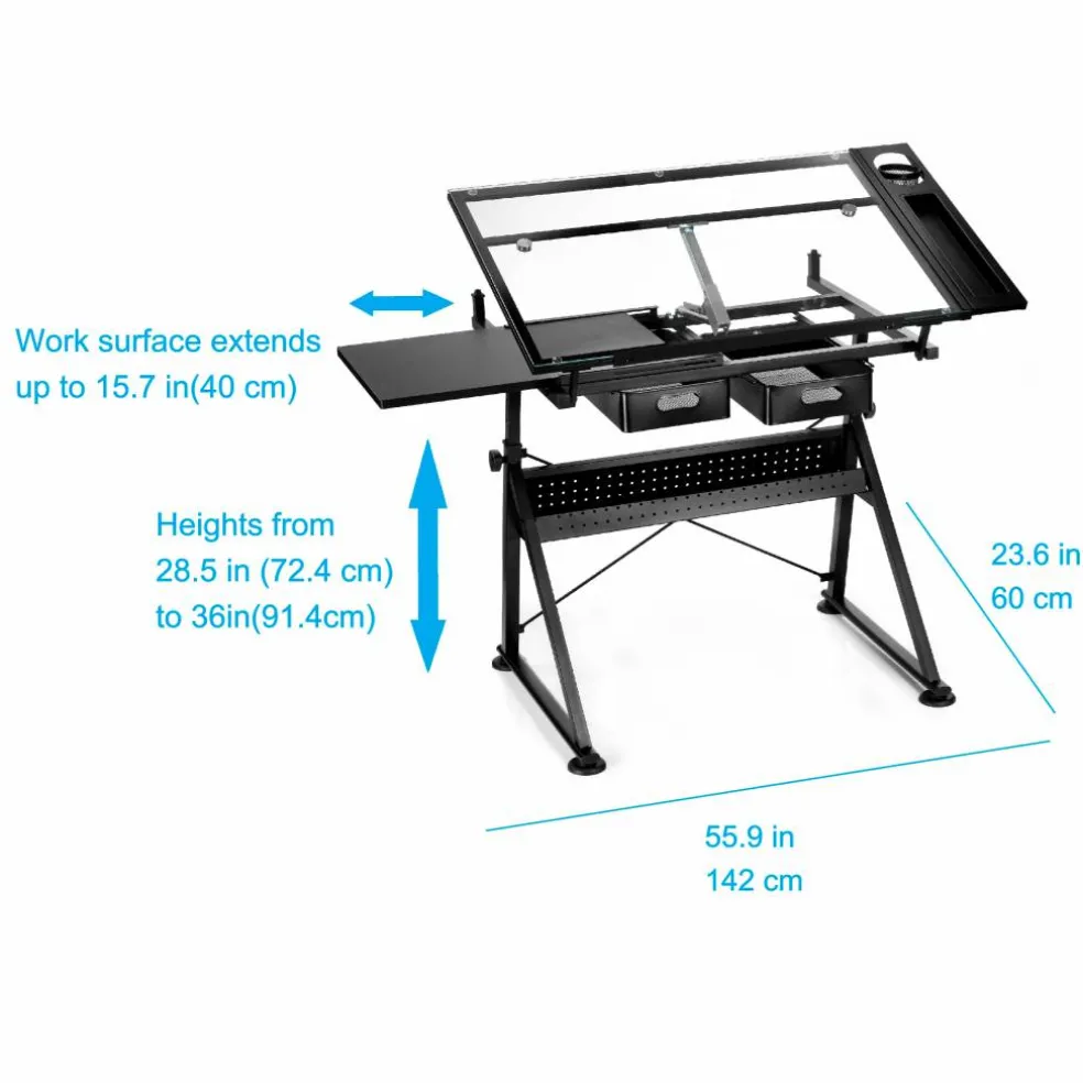 Metal & Glass Artist Table by Artist's Loft®