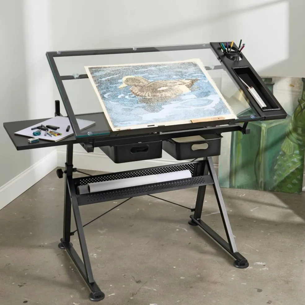 Metal & Glass Artist Table by Artist's Loft®