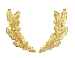 Metallic Gold, Oak Leaves, Embroidered, Iron on Patch