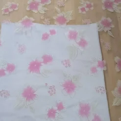 Metallic Gold & Pink Floral White Organza Fabric – 58/59" Sheer Polyester (1 Yard)