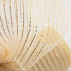 10" Metallic Poly Deco Mesh Ribbon: Cream (10 Yards)