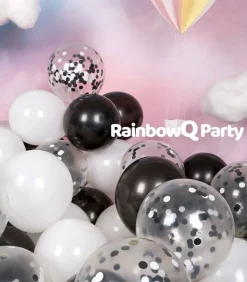 Metallic Shiny Black and White Latex Balloons 12 Inch 68PCS White Black