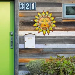 Metal Sun Flower Wall Decor, 12.87" Sun Wall Art Hanging Decoration, Rustic Sun Face Outdoor Garden Yard Patio Fence Bedroom Home Wall Sculpture, Rustproof Metal Sunflower Wall Hanging