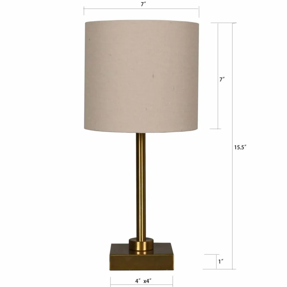 15.5" Metal Table Lamp with Natural Fabric Shade by Ashland®