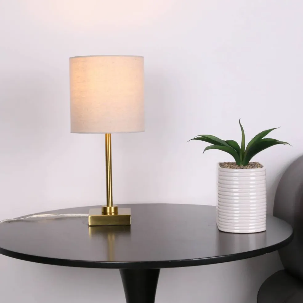 15.5" Metal Table Lamp with Natural Fabric Shade by Ashland®